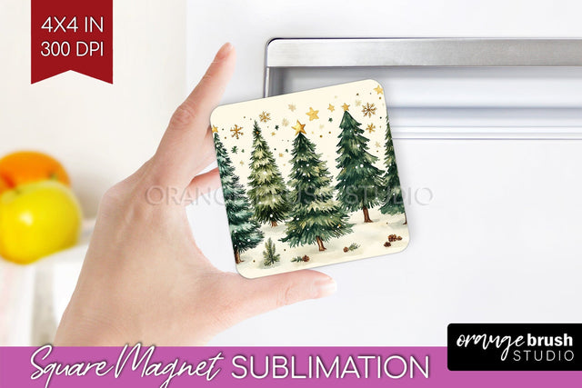 Christmas Tree Magnet Sublimation - Vintage Christmas Magnet Sublimation OrangeBrushStudio 