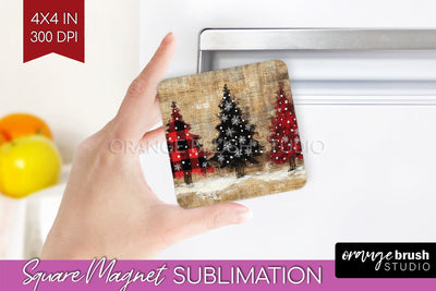 Christmas Tree Magnet Sublimation - Vintage Christmas Magnet Sublimation OrangeBrushStudio 