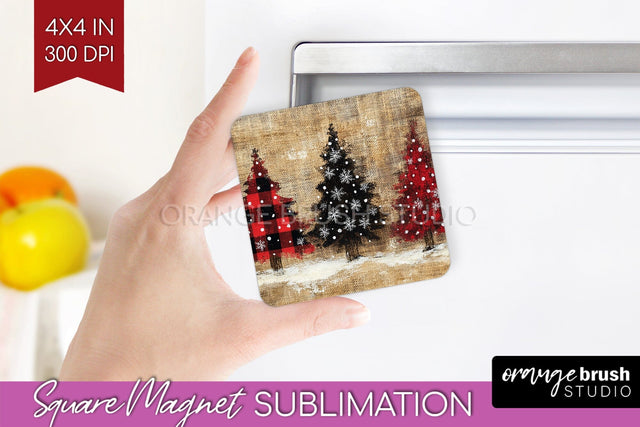 Christmas Tree Magnet Sublimation - Vintage Christmas Magnet Sublimation OrangeBrushStudio 