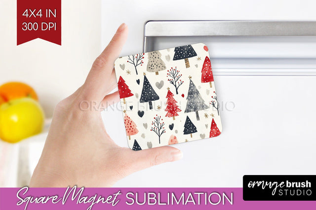 Christmas Tree Magnet Sublimation - Vintage Christmas Magnet Sublimation OrangeBrushStudio 