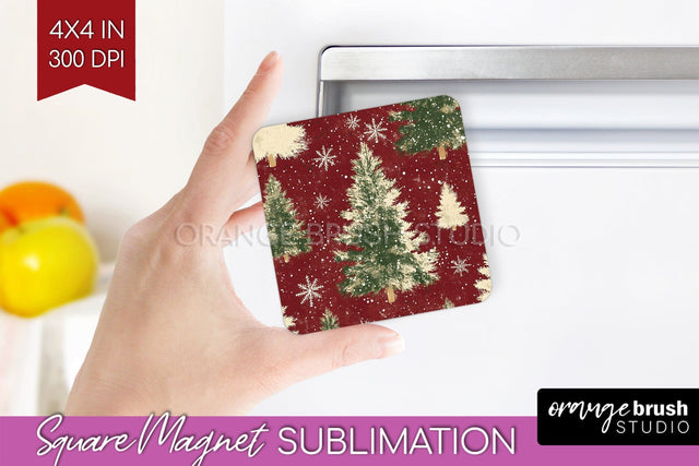 Christmas Tree Magnet Sublimation - Vintage Christmas Magnet Sublimation OrangeBrushStudio 