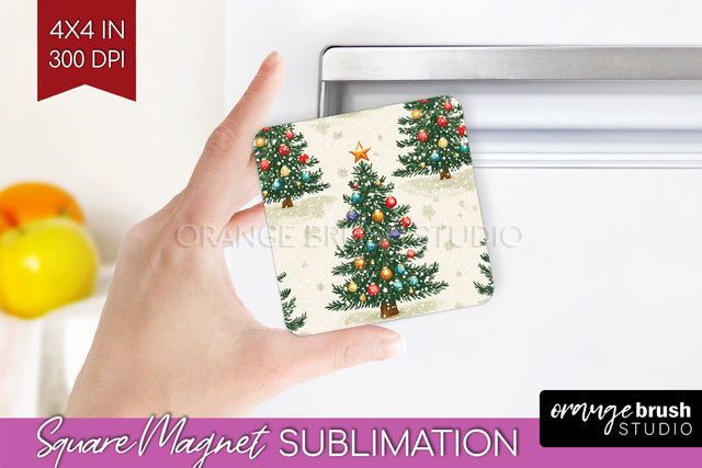 Christmas Tree Magnet Sublimation - Vintage Christmas Magnet Sublimation OrangeBrushStudio 