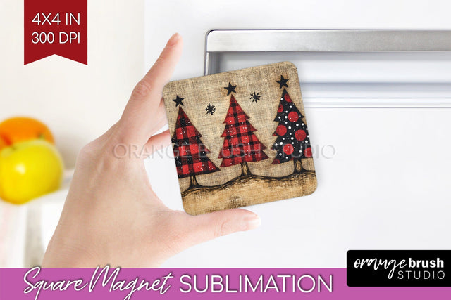 Christmas Tree Magnet Sublimation - Vintage Christmas Magnet Sublimation OrangeBrushStudio 