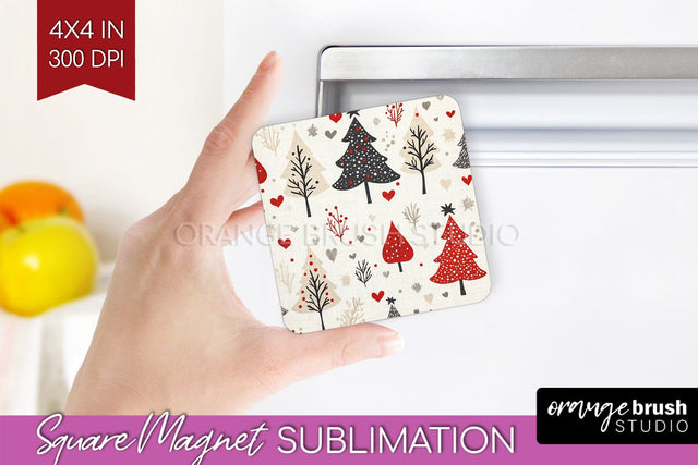 Christmas Tree Magnet Sublimation - Vintage Christmas Magnet Sublimation OrangeBrushStudio 