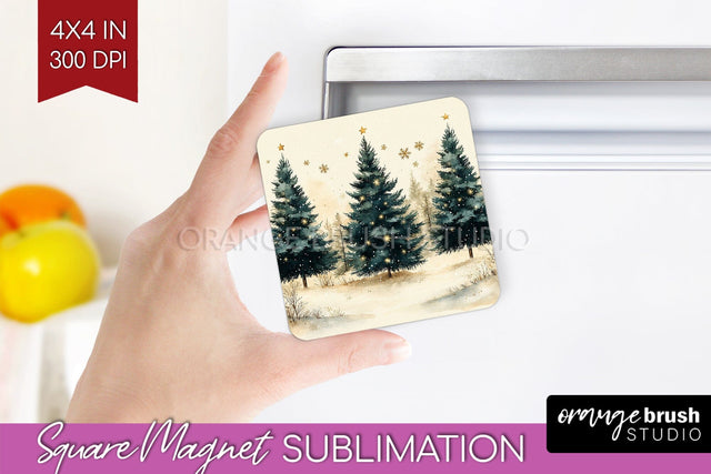 Christmas Tree Magnet Sublimation - Vintage Christmas Magnet Sublimation OrangeBrushStudio 