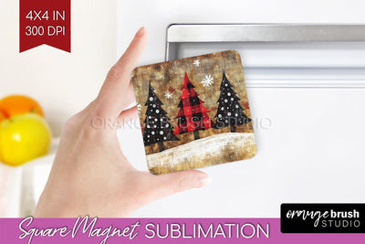 Christmas Tree Magnet Sublimation - Vintage Christmas Magnet Sublimation OrangeBrushStudio 