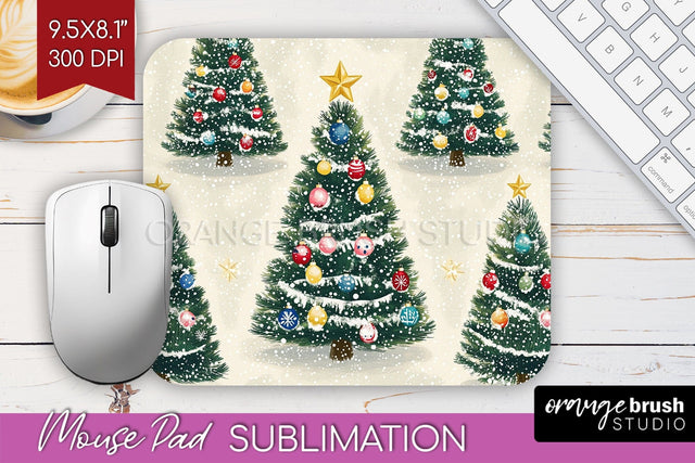 Christmas Tree Mouse Pad Sublimation - Vintage Christmas PNG Sublimation OrangeBrushStudio 