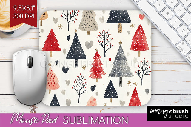 Christmas Tree Mouse Pad Sublimation - Vintage Christmas PNG Sublimation OrangeBrushStudio 