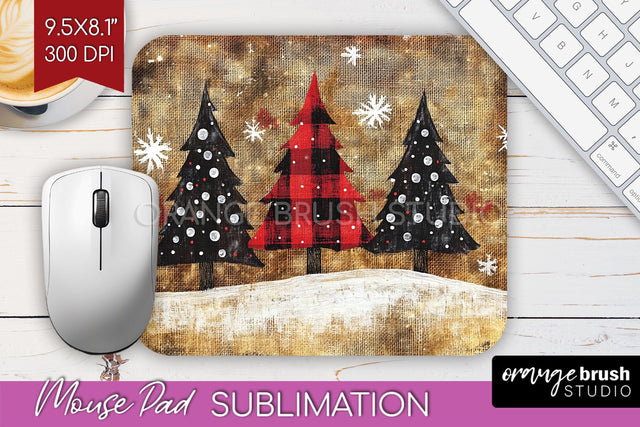 Christmas Tree Mouse Pad Sublimation - Vintage Christmas PNG Sublimation OrangeBrushStudio 