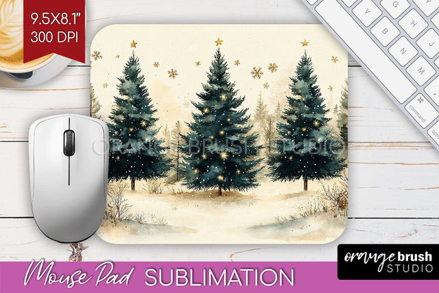 Christmas Tree Mouse Pad Sublimation - Vintage Christmas PNG Sublimation OrangeBrushStudio 