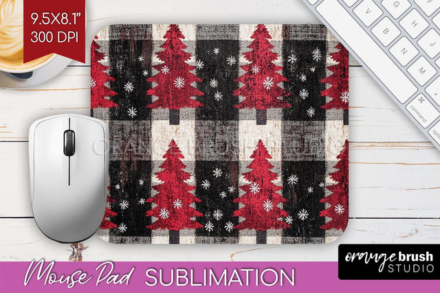 Christmas Tree Mouse Pad Sublimation - Vintage Christmas PNG Sublimation OrangeBrushStudio 