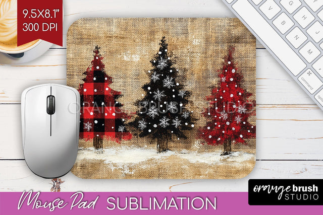 Christmas Tree Mouse Pad Sublimation - Vintage Christmas PNG Sublimation OrangeBrushStudio 