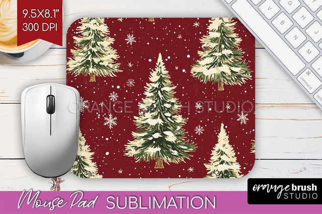 Christmas Tree Mouse Pad Sublimation - Vintage Christmas PNG Sublimation OrangeBrushStudio 