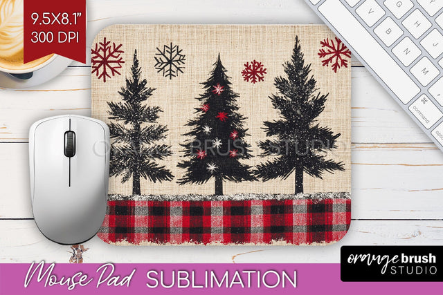 Christmas Tree Mouse Pad Sublimation - Vintage Christmas PNG Sublimation OrangeBrushStudio 
