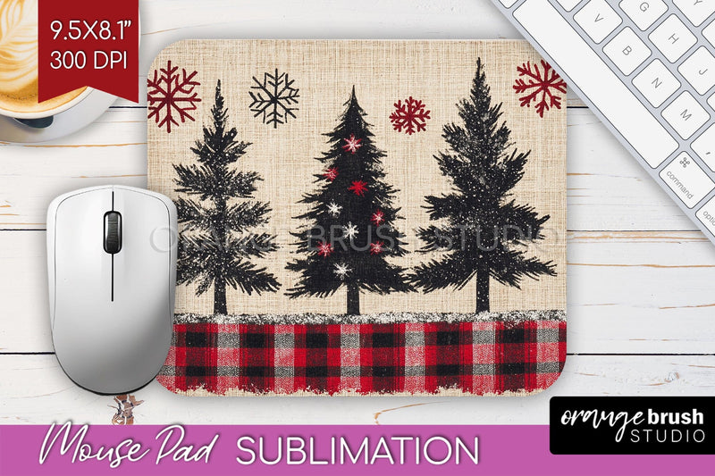 Christmas Tree Mouse Pad Sublimation - Vintage Christmas PNG Sublimation OrangeBrushStudio 