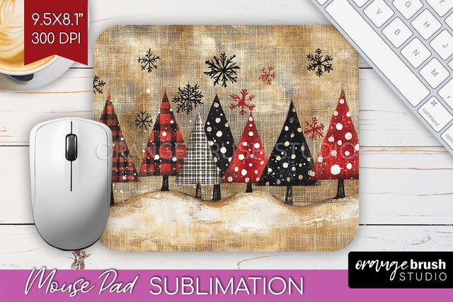 Christmas Tree Mouse Pad Sublimation - Vintage Christmas PNG Sublimation OrangeBrushStudio 