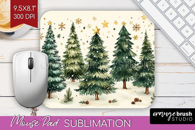 Christmas Tree Mouse Pad Sublimation - Vintage Christmas PNG Sublimation OrangeBrushStudio 