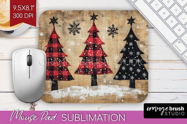 Christmas Tree Mouse Pad Sublimation - Vintage Christmas PNG Sublimation OrangeBrushStudio 