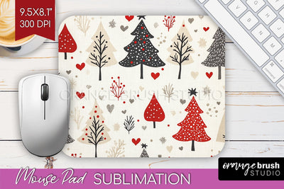 Christmas Tree Mouse Pad Sublimation - Vintage Christmas PNG Sublimation OrangeBrushStudio 