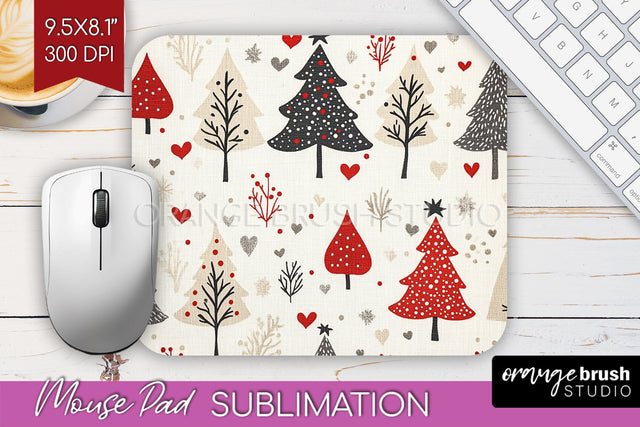 Christmas Tree Mouse Pad Sublimation - Vintage Christmas PNG Sublimation OrangeBrushStudio 