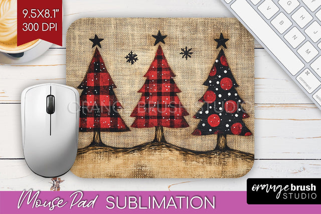 Christmas Tree Mouse Pad Sublimation - Vintage Christmas PNG Sublimation OrangeBrushStudio 