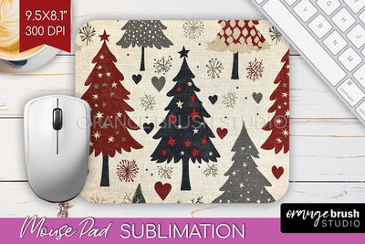 Christmas Tree Mouse Pad Sublimation - Vintage Christmas PNG Sublimation OrangeBrushStudio 
