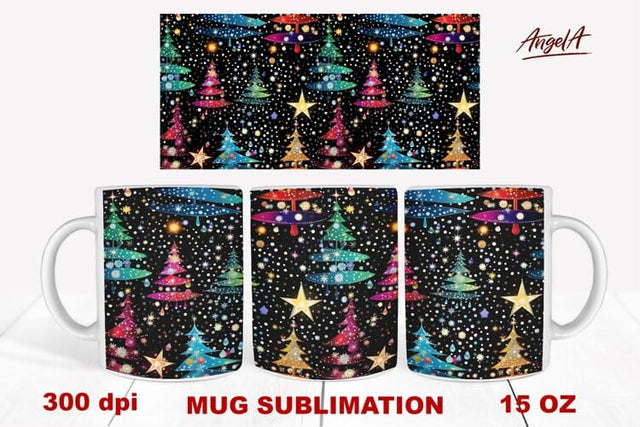 Christmas tree mug wrap sublimation, christmas sparkle png Sublimation Angelina Semenova 
