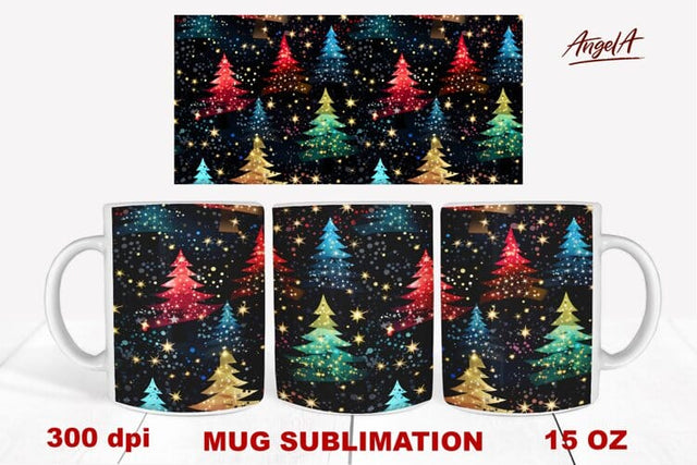 Christmas tree mug wrap sublimation, sparkle christmas tree Sublimation Angelina Semenova 