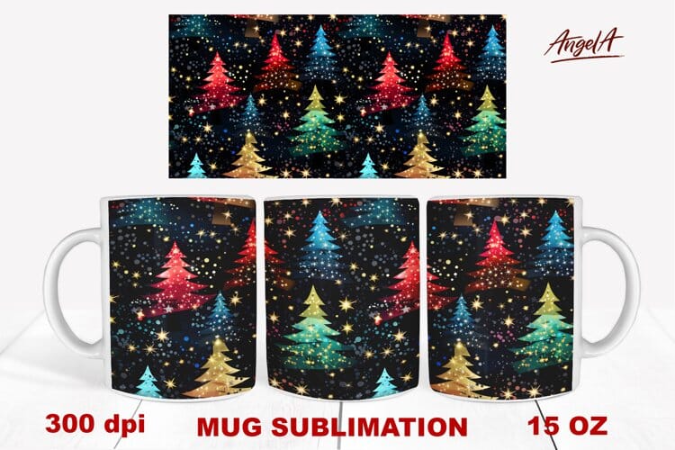 Christmas tree mug wrap sublimation, sparkle christmas tree Sublimation Angelina Semenova 