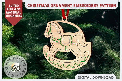 Christmas Tree Ornament Embroidery Pattern Laser Cut SVG Evgenyia Guschina 