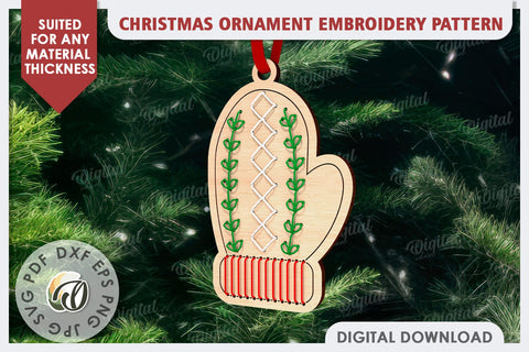 Christmas Tree Ornament Embroidery Pattern Laser Cut SVG Evgenyia Guschina 