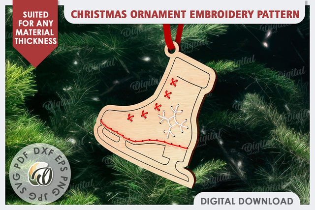 Christmas Tree Ornament Embroidery Pattern Laser Cut SVG Evgenyia Guschina 