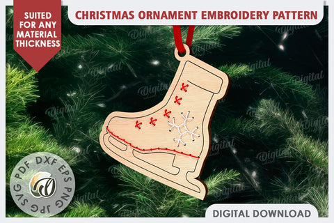 Christmas Tree Ornament Embroidery Pattern Laser Cut SVG Evgenyia Guschina 