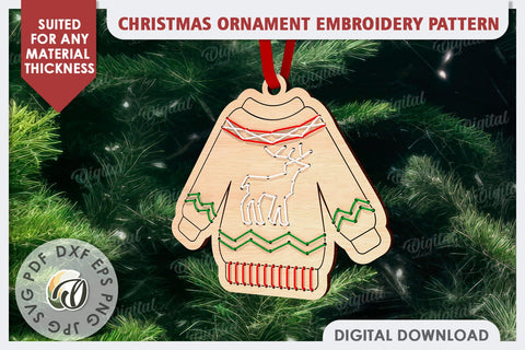 Christmas Tree Ornament Embroidery Pattern Laser Cut SVG Evgenyia Guschina 
