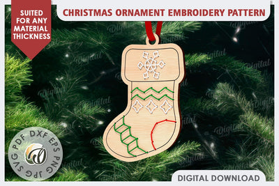Christmas Tree Ornament Embroidery Pattern Laser Cut SVG Evgenyia Guschina 
