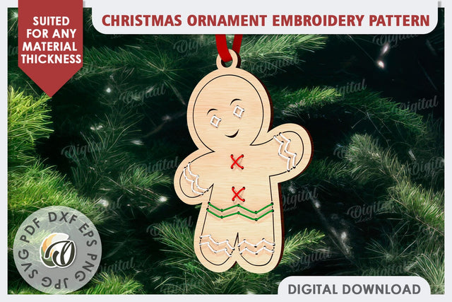 Christmas Tree Ornament Embroidery Pattern Laser Cut SVG Evgenyia Guschina 