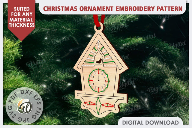 Christmas Tree Ornament Embroidery Pattern Laser Cut SVG Evgenyia Guschina 