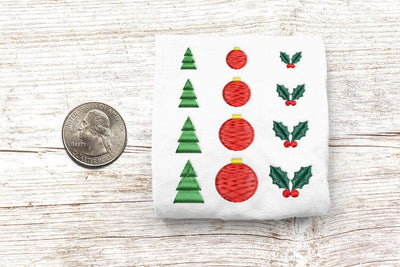 Christmas Tree Ornament Holly Micro Embroidery Trio Embroidery/Applique DESIGNS Risa Rocks It 