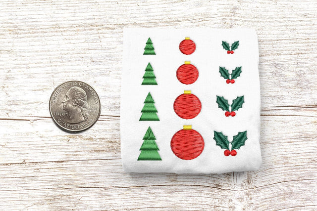 Christmas Tree Ornament Holly Micro Embroidery Trio Embroidery/Applique DESIGNS Risa Rocks It 