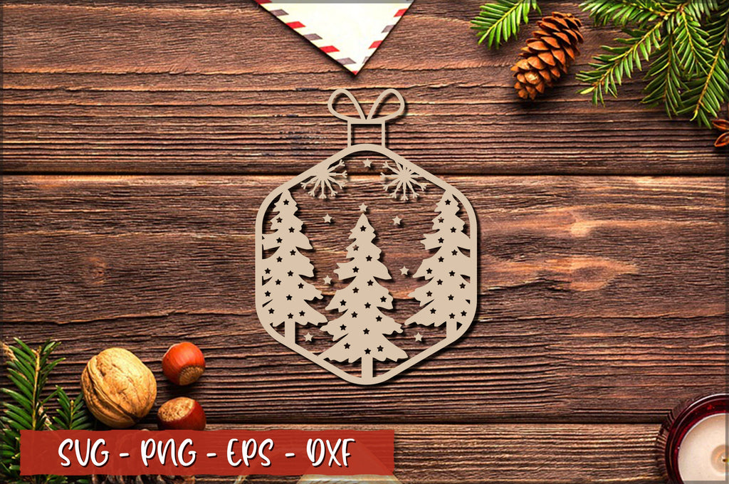 Christmas Tree Ornament Laser Cut SVG - So Fontsy