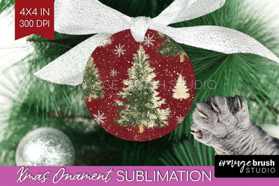 Christmas Tree Ornament PNG - Vintage Christmas Sublimation Sublimation OrangeBrushStudio 