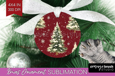 Christmas Tree Ornament PNG - Vintage Christmas Sublimation Sublimation OrangeBrushStudio 