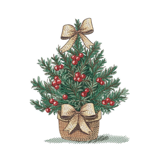 Christmas Tree Ornaments Basket Coquette Bow Embroidery Design, 3 sizes, Instant Download Embroidery/Applique DESIGNS Nino Nadaraia 