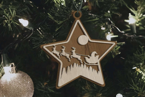 Christmas Tree Ornaments BUNDLE, Decorative Template, Wood Cut and Paper Cut Files SVG LaserCutano 