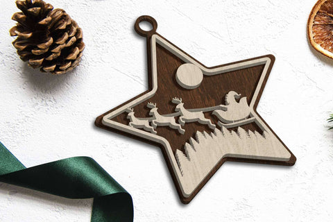 Christmas Tree Ornaments BUNDLE, Decorative Template, Wood Cut and Paper Cut Files SVG LaserCutano 