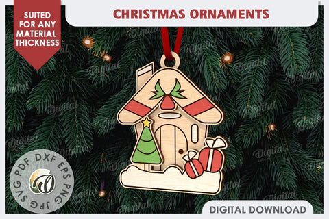 Christmas Tree Ornaments Laser Cut Bundle. Christmas Decor SVG Evgenyia Guschina 