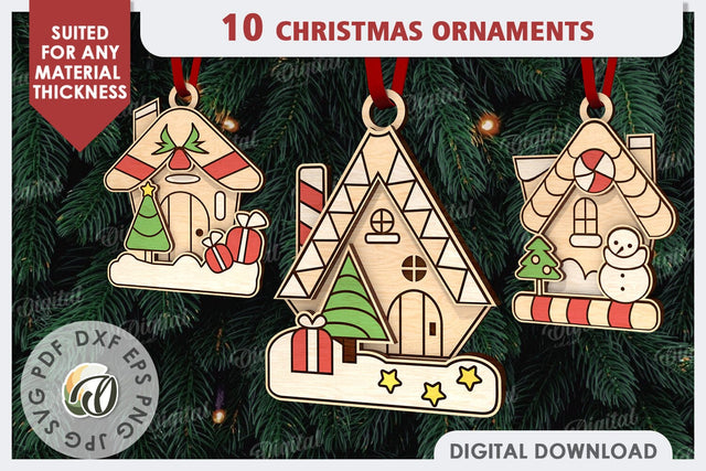 Christmas Tree Ornaments Laser Cut Bundle. Christmas Decor SVG Evgenyia Guschina 