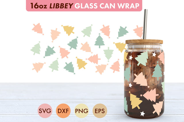 Christmas Tree Pastel SVG PNG 16 oz Libbey Glass Can SVG Freeling Design House 