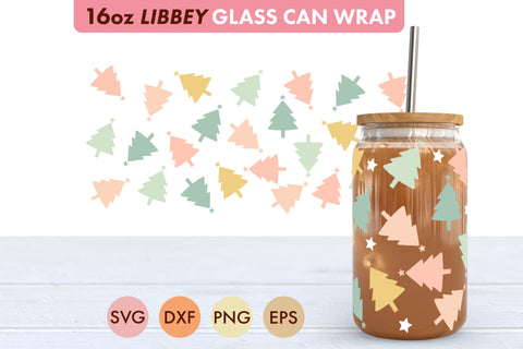 Christmas Tree Pastel SVG PNG 16 oz Libbey Glass Can SVG Freeling Design House 