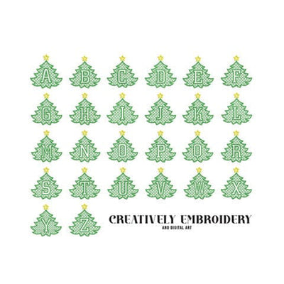 Christmas Tree Plaid Christmas Tree Alphabet Embroidery Design Bundle Embroidery/Applique DESIGNS Creatively Embroidery 